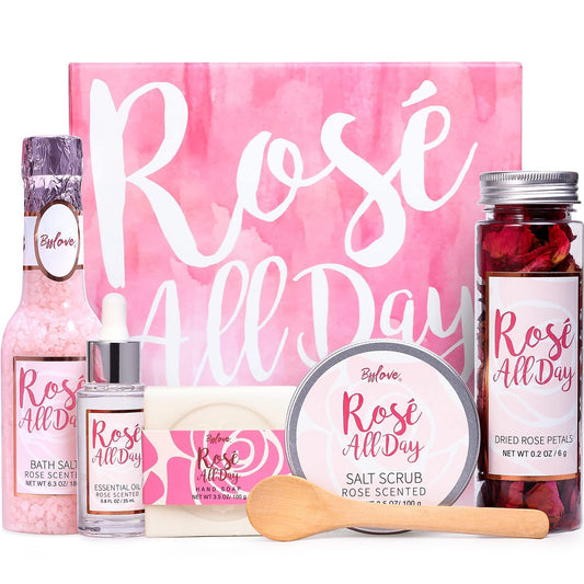 BFF LOVE 6 Pcs Rose Spa Set for Women, Spa Gifts for Women, Gift Set for Her, Spa Kit for Birthday, Mother's Day, Valentine's Day Gifts