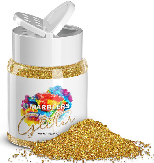 MARBLERS Holographic Glitter [Holo 24K Gold] 1.5oz (42g) | Fine | Non-Toxic, Vegan, Cruelty-Free | Face, Body, Eyeshadow, Hair, Festival, Party Makeup