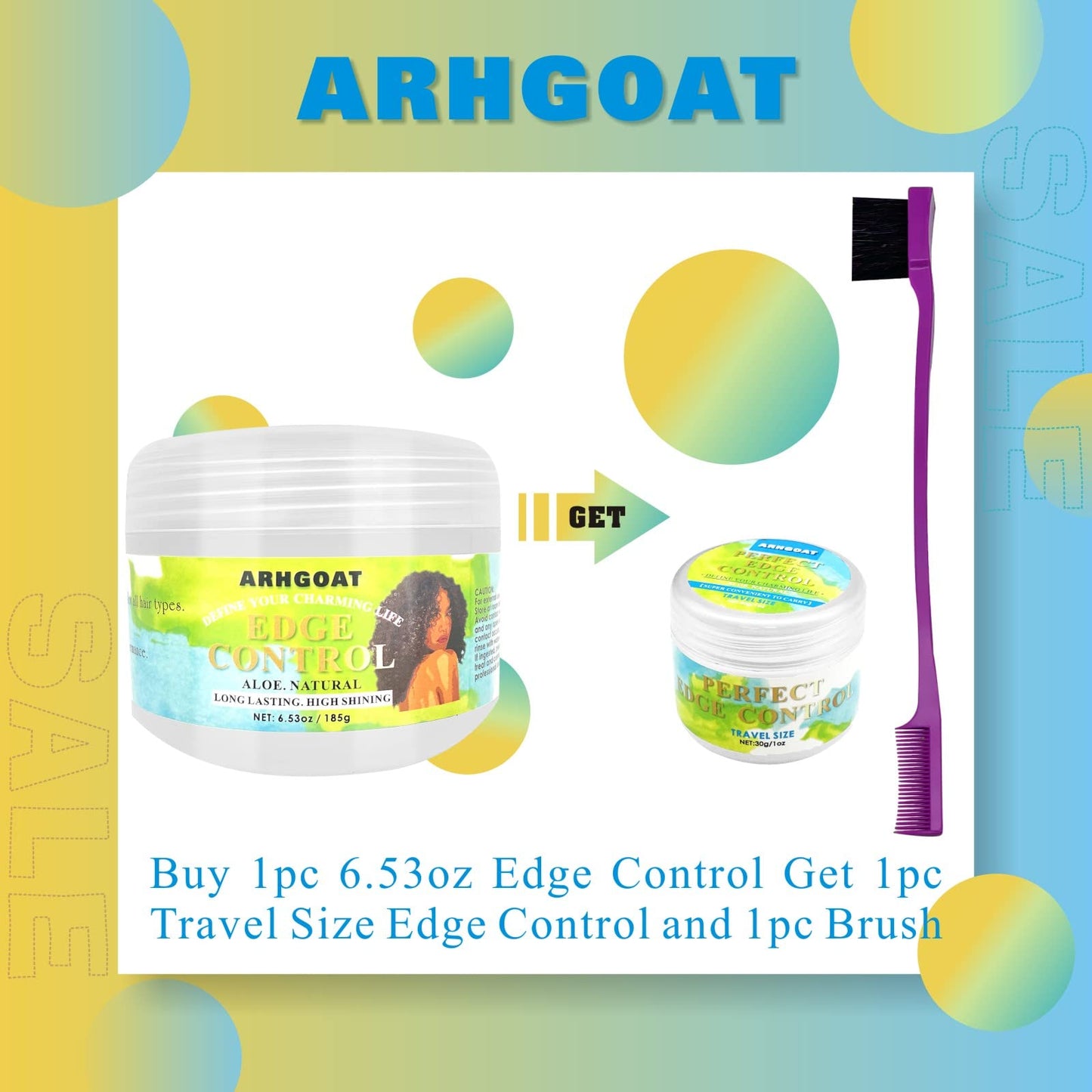 ARHGOAT Edge Control Perfect Performance Long Lasting No White Residue Extreme Strong Hold High Shining with Aloe Natural Formula Hair Gel for Women