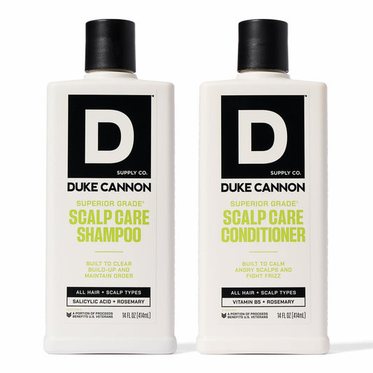 Duke Cannon Superior Grade Scalp Care Shampoo & Conditioner Bundle, 2-Pack, 14 oz Each - Deep Cleansing, Scalp Soothing, Sulfate-Free, Moisturizing