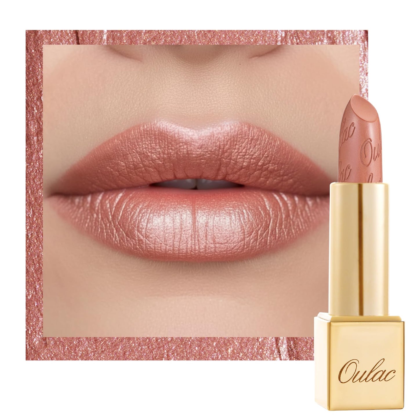 Oulac Nude Lipstick for Women with Metallic 3D Shine Lightweight Hydrating Formula, High Impact Lip Color, Vegan Beauty, Full Coverage Lip Makeup Beauty and Personal Care Oulac Default Title