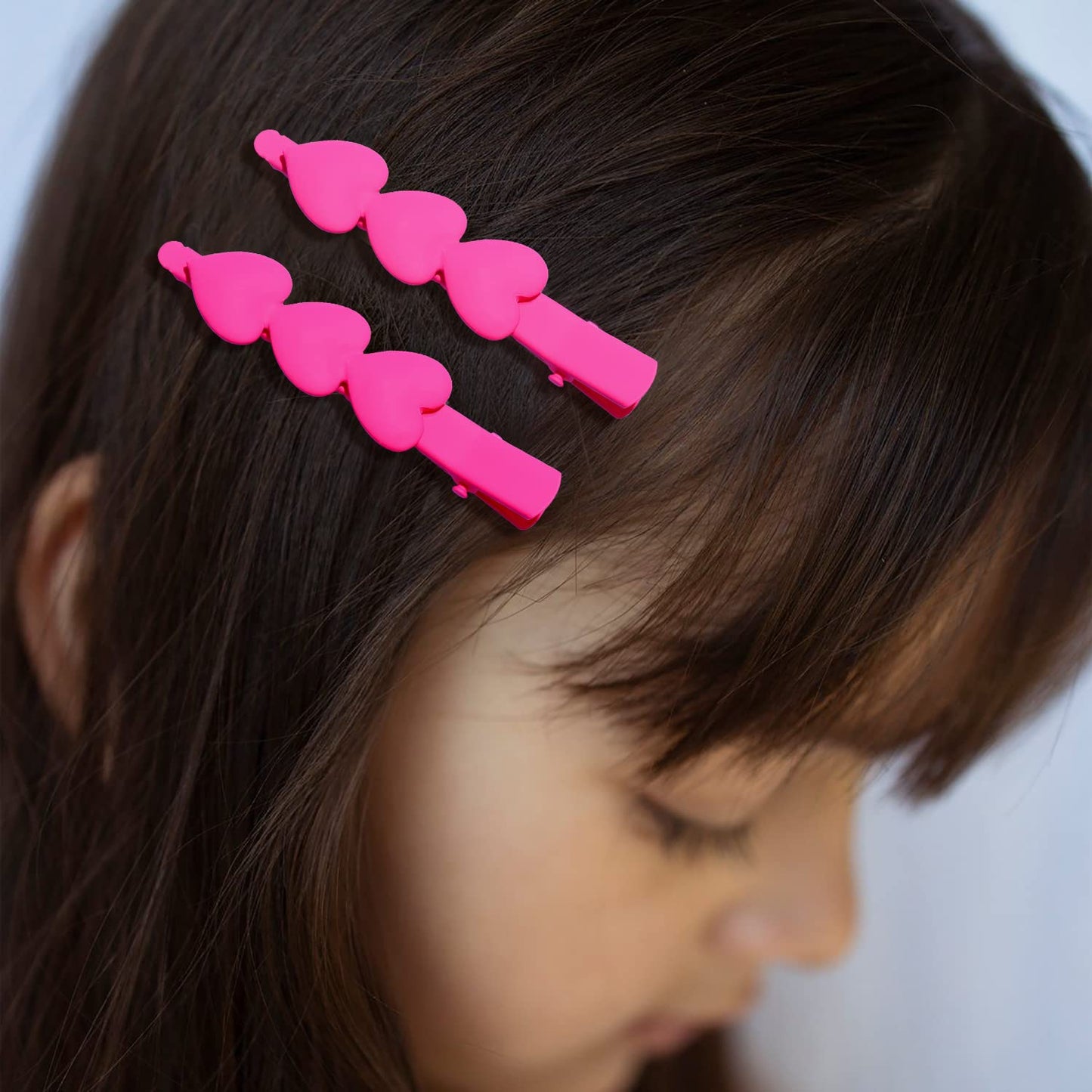 Valentine’s Day Hair Clips Matte Cupid Heart Bright-coloured Hairpins for Women Girls Sweet Romantic Trio Love Alligator Clips Barrettes Pretty