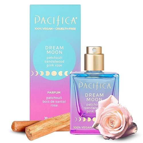Pacifica Dream Moon Womens Spray Perfume 1 fl oz - Long-Lasting Floral Woody Fragrance for Her - Rose, Patchouli, Sandalwood - 100% Vegan