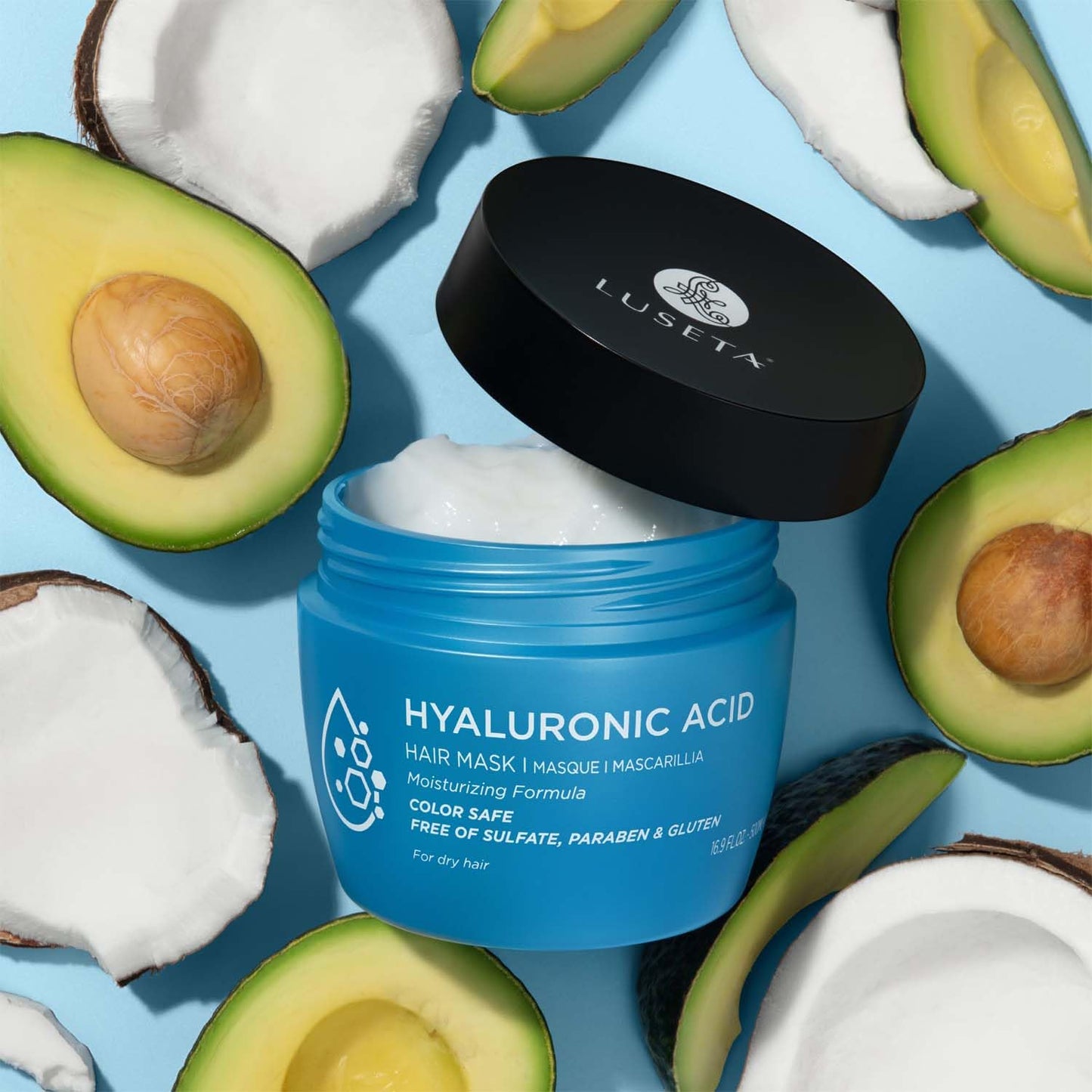 Luseta Hyaluronic Acid Intense Moisture Hair Mask Hydrate Dry Hair Enhance manageability for Men & Women 16.9oz