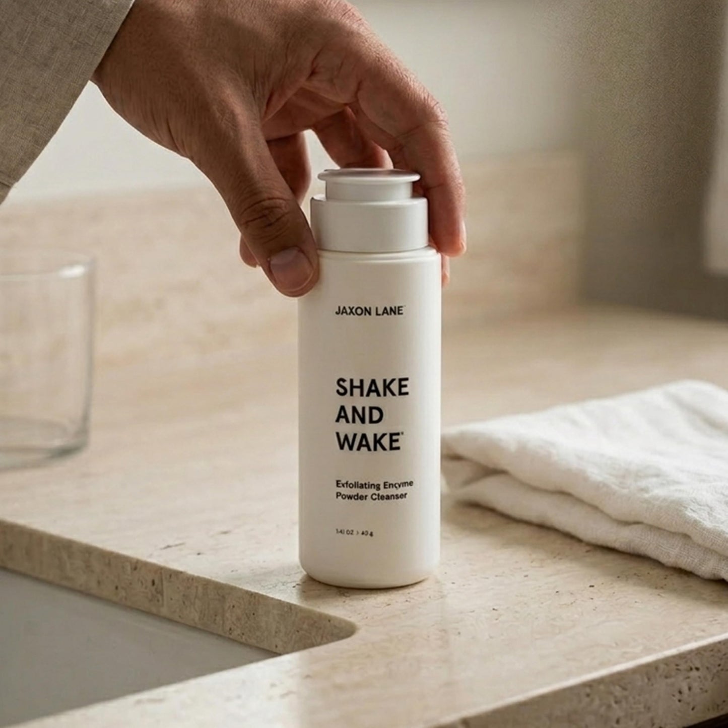 JAXON LANE Shake and Wake Korean Enzyme Powder Face Wash - Water Activated Exfoliating Cleanser with Pineapple Papaya Enzymes, Vitamin C E AHA, Powder