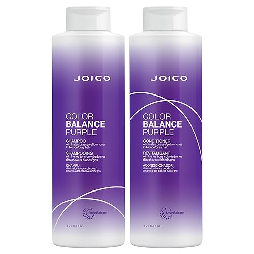 Joico Color Balance Purple Shampoo & Conditioner Set | Eliminate Brassy and Yellow tones | For Cool Blonde or Gray Hair