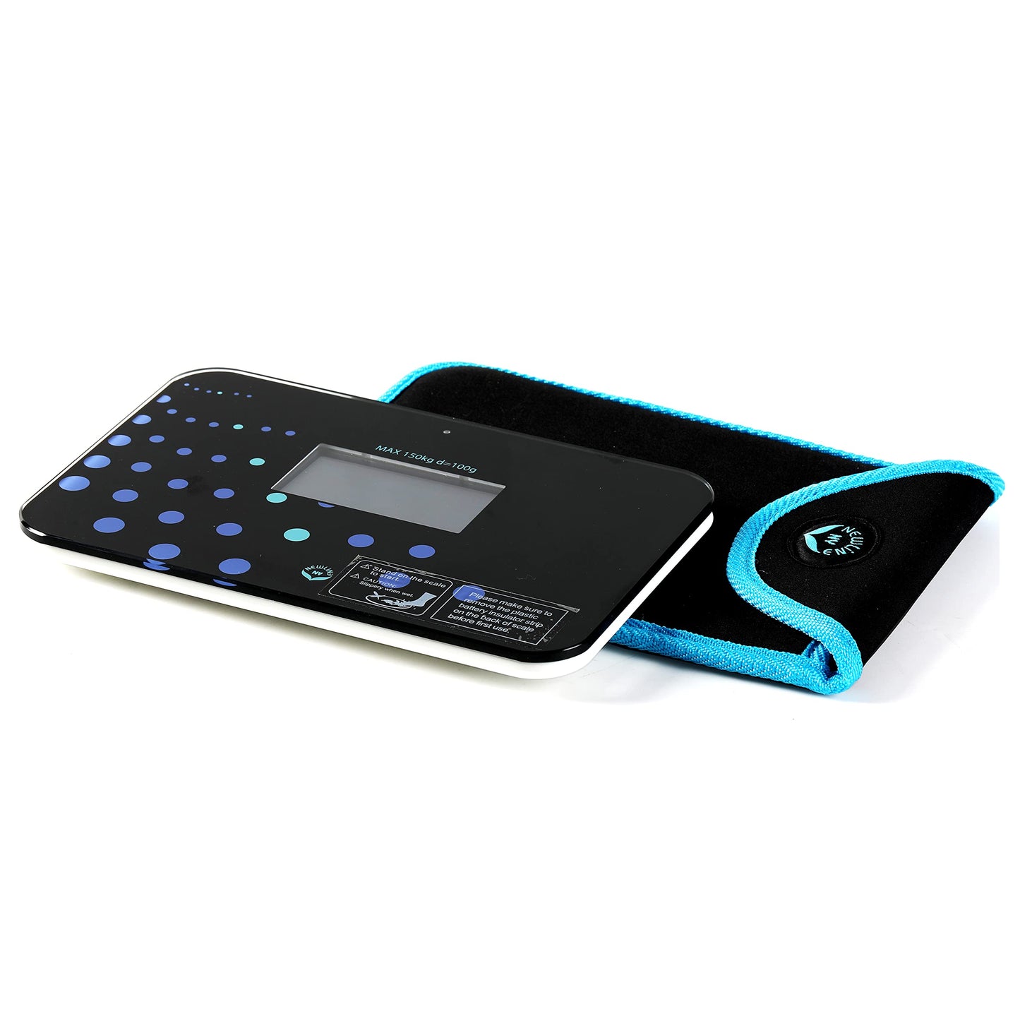 NewlineNY Step-on Super Mini Smallest Travel Bathroom Scale with Protection Sleeve: SBB0638SM-TW(Trendy Wave)+S002BU