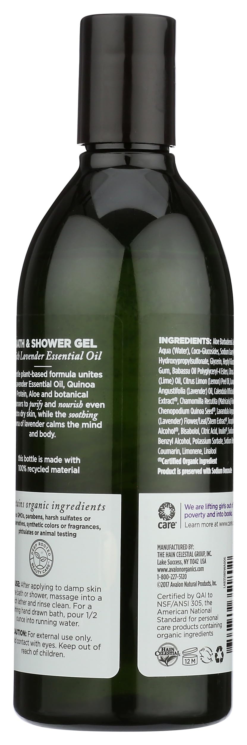 Avalon Organic Botanicals, Bath & Shower Gel, Lavender, 12 oz