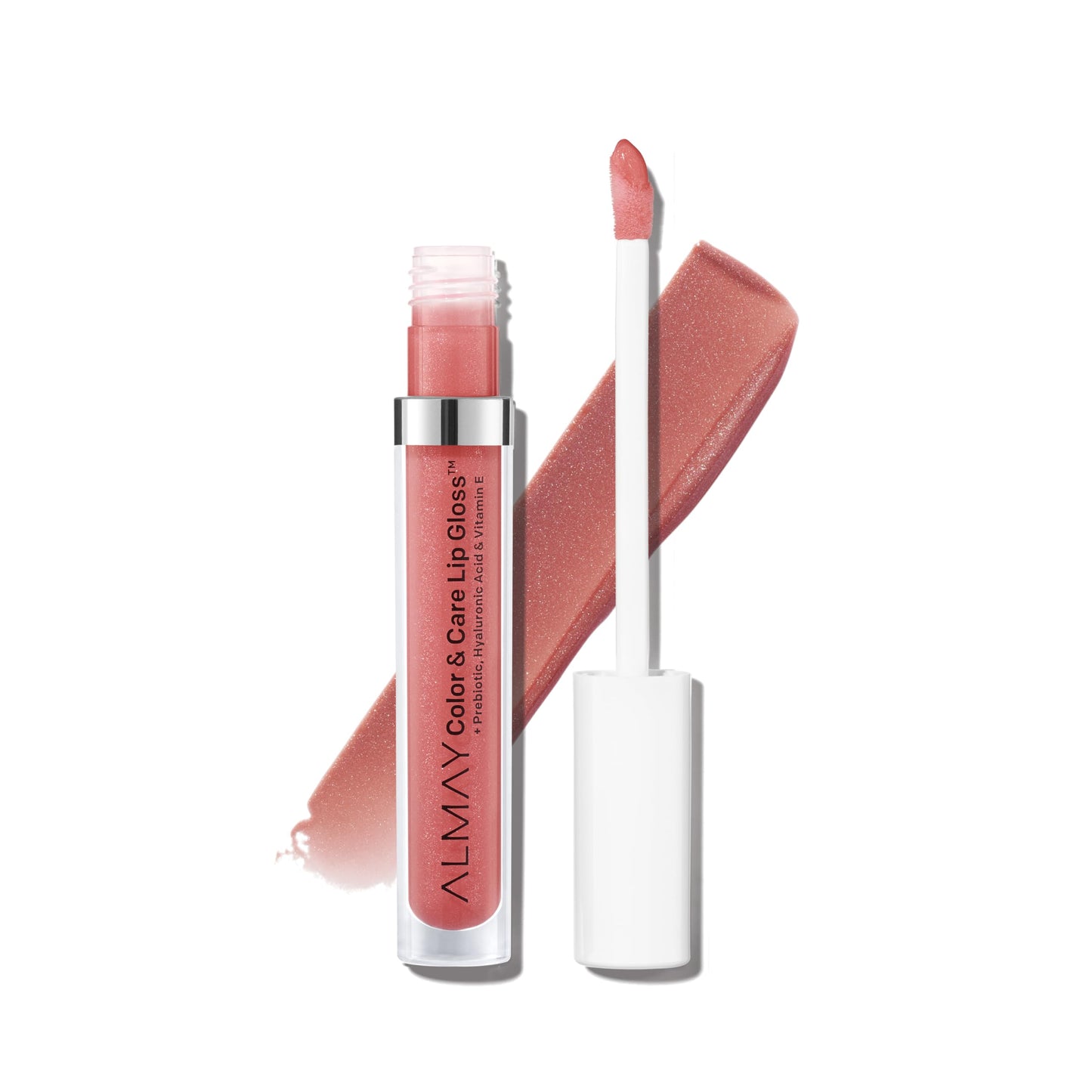 Almay Color & Care Hydrating Lip Gloss, Soft Natural Hues, Prebiotic Complex, Hyaluronic Filling-Sphere Technology, 200 Rose Glow, 0.1 Fl Oz