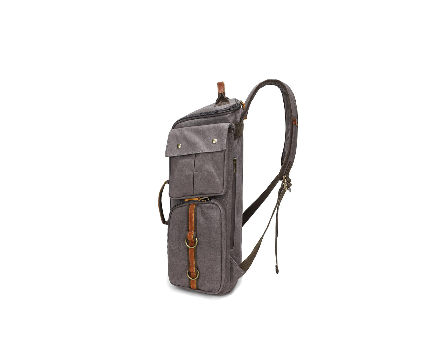 peacechaos Heavy-Duty Waxed Canvas Backpack for Men, 17 Inch Laptop Rucksack with Genuine Leather, Multi-Pocket Travel Bag for Work, Hiking, and Camping