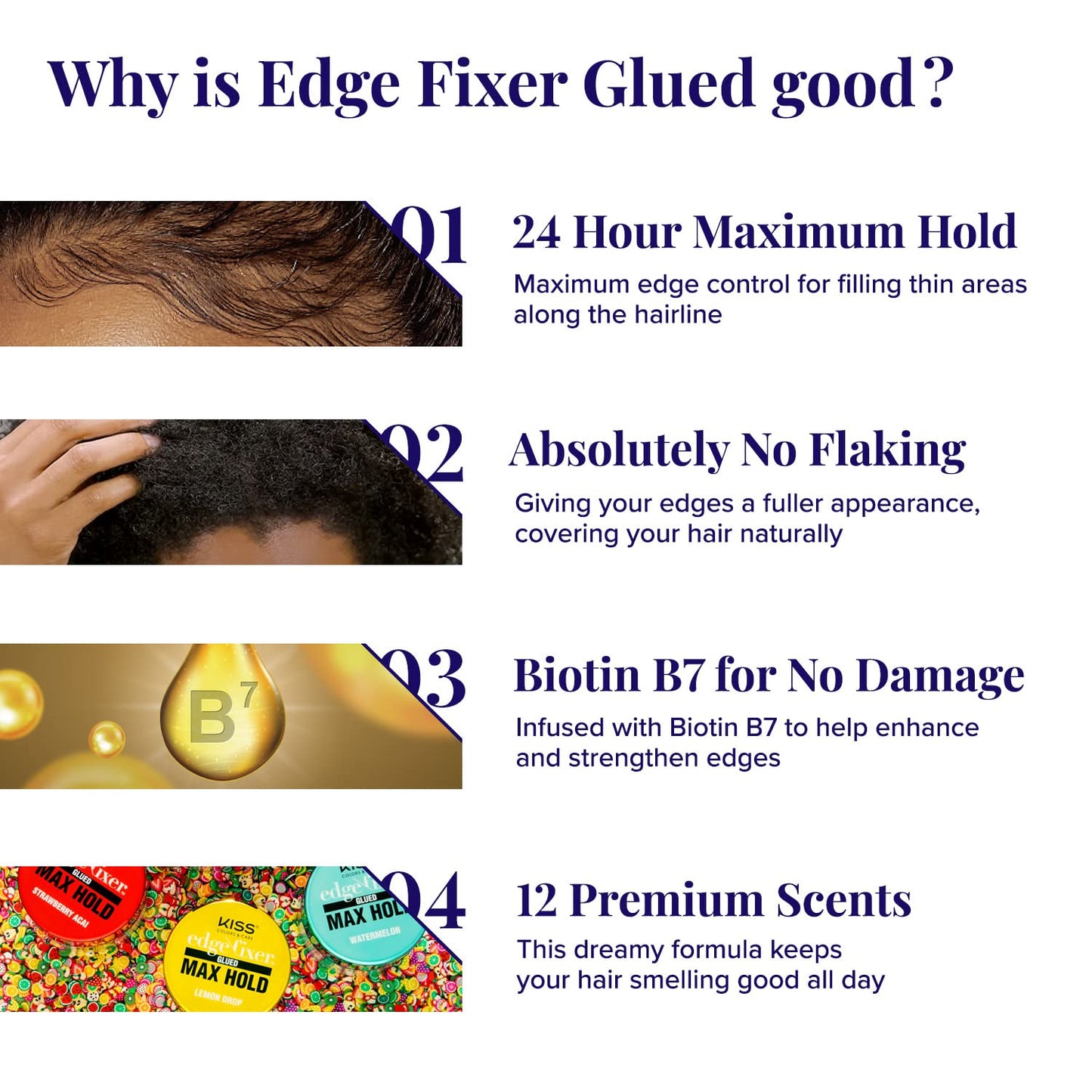 Red by Kiss Edge Fixer 24 Hour Maximum Hold Edge Wax No Flaking Biotin B7 Infused Hair Gel 1.01 fl.oz