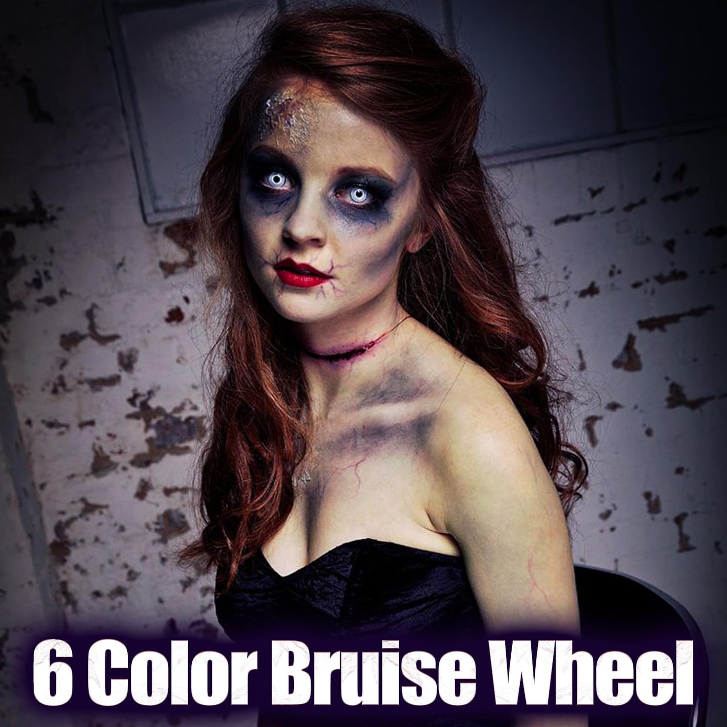 6 Color Bruise Wheel for Special Effects, FX Bruise Wheel, with 1pc Sponge, Halloween Bruise Makeup Kit, SFX Paint, for Clothes Face Body Paint