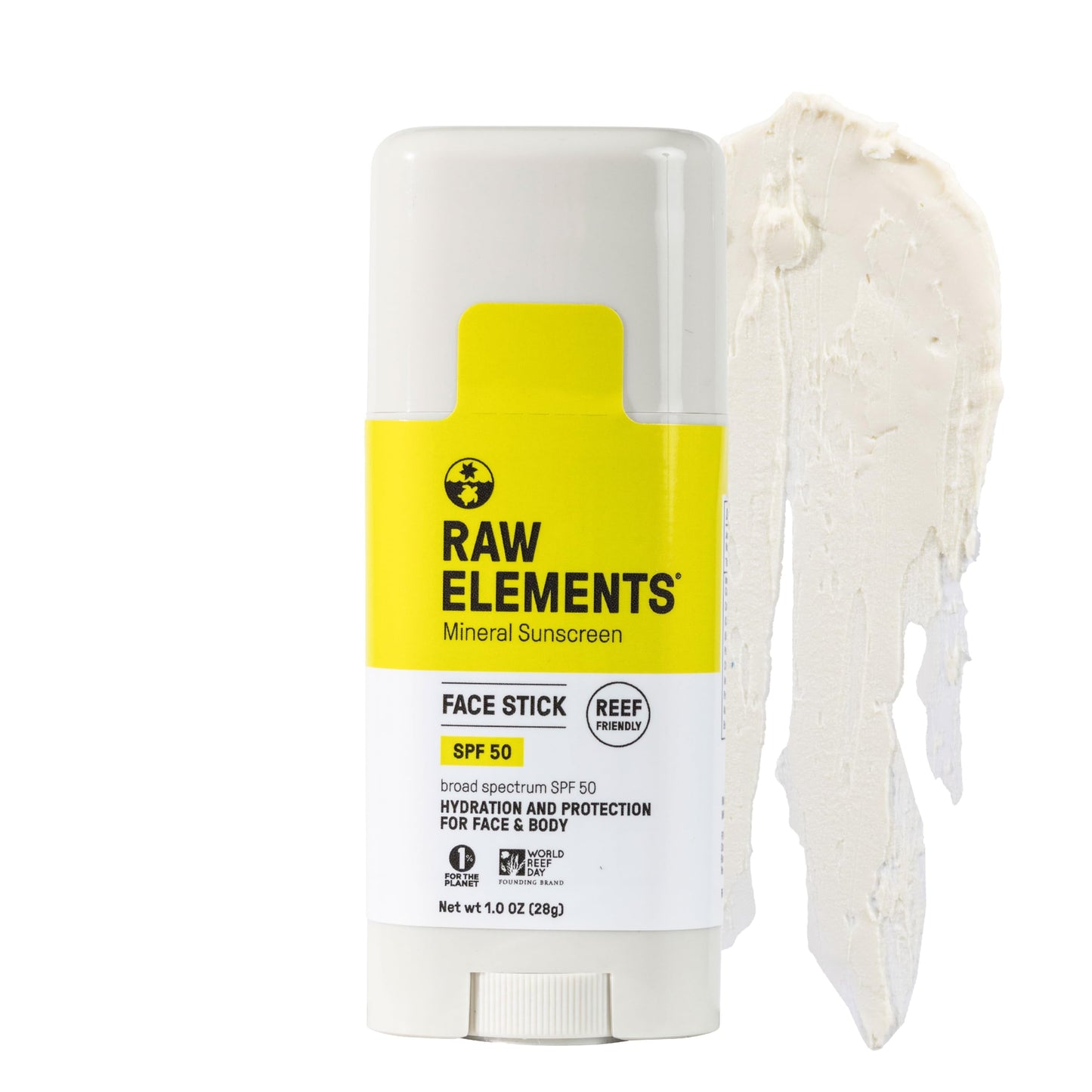 Raw Elements Face Stick SPF 50 All-Natural Mineral Sunscreen - Reef Safe, Water Resistant, Broad Spectrum UVA/UVB Protection, Safe For All Ages