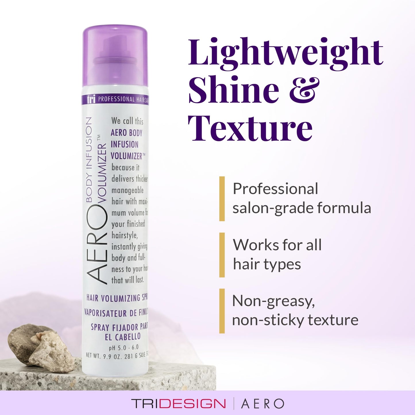 TRIDESIGN Aero Body Infusion Volumizer - Achieve Maximum Volume & Enhanced Texture, Weightless Formula for Root Lift & Fullness, Adds Body & Shine