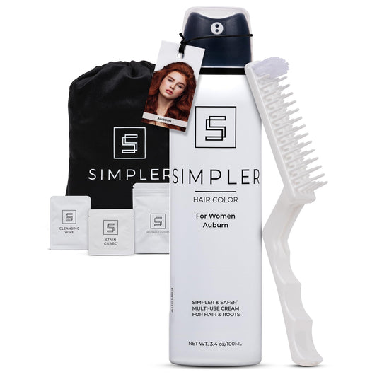 Simpler Hair Color for Women Permanent Ammonia Free Hair Dye for Gray Coverage - Natural Looking Hair Color for Sensitive Scalp - Long Lasting Auburn