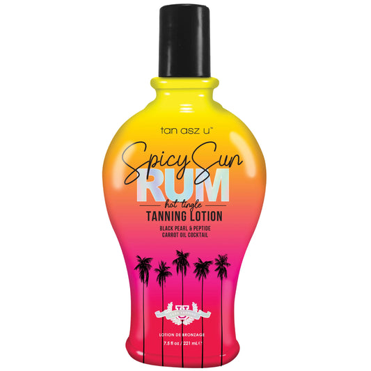 Tan Asz U Spicy Sun Rum Hot Tingle Tanning Lotion, Tattoo Enhancing Tiger Grass Tanning Accelerator with Black Pearl & Peptide Carrot Oil Cocktail