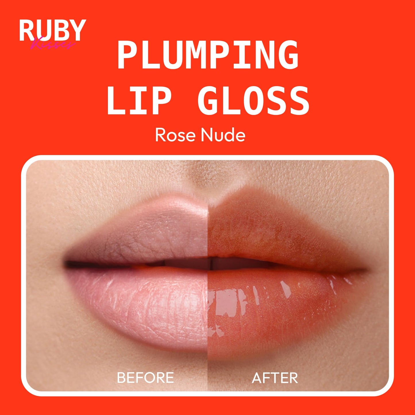 Ruby Kisses Hyaluronic Lip Gloss, High-Shine Volumizing Plumping Hydrating
