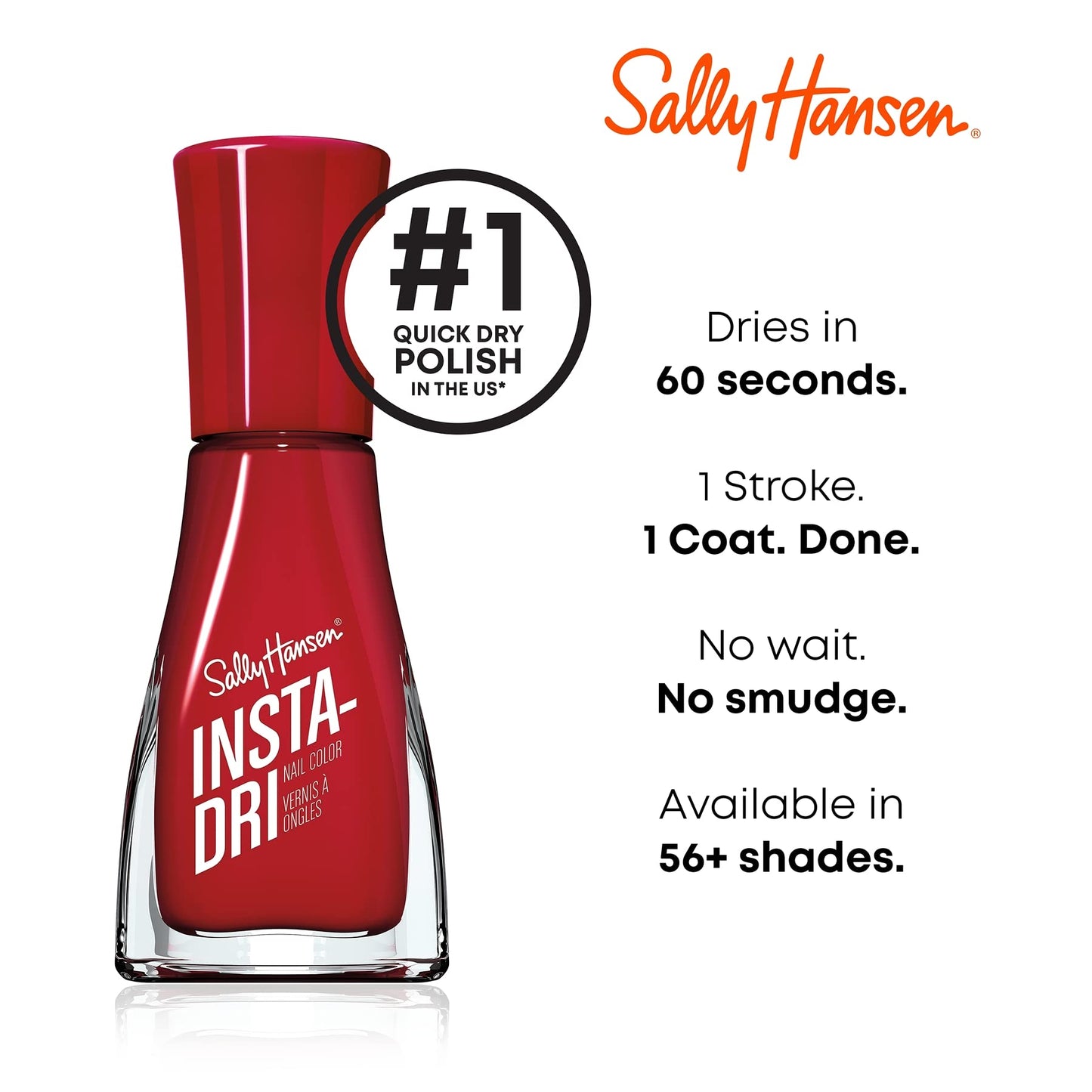 Sally Hansen Insta-Dri®, Hail Cherry, Quick Dry, Long Lasting, Streak-Free Shine, Red Nail Polish