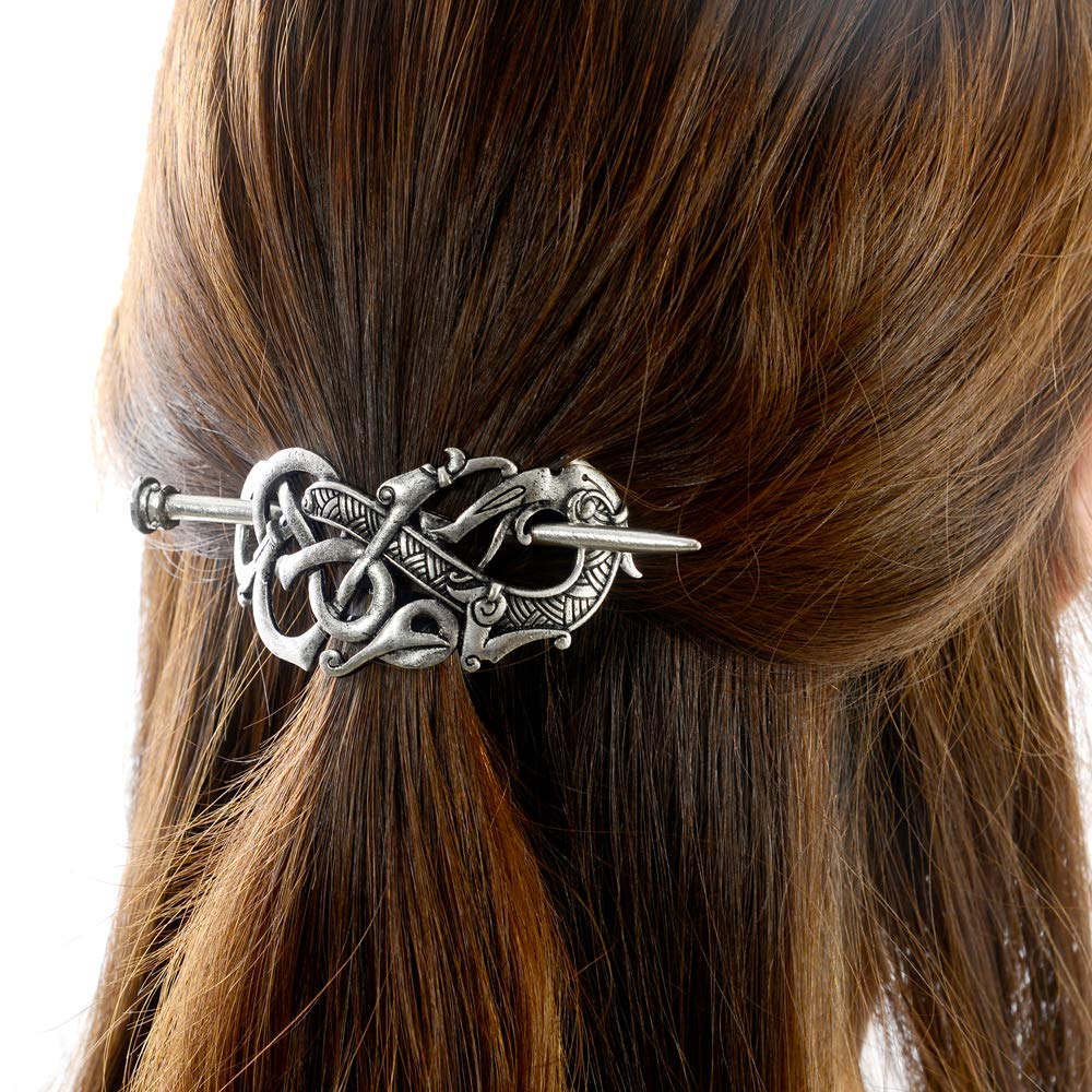 Viking Celtic Hair Slide Hairpins- Viking Hair Accessories Celtic Knot Hair Barrettes Antique Silver Hair Sticks Irish Hair Decor for Long Hair