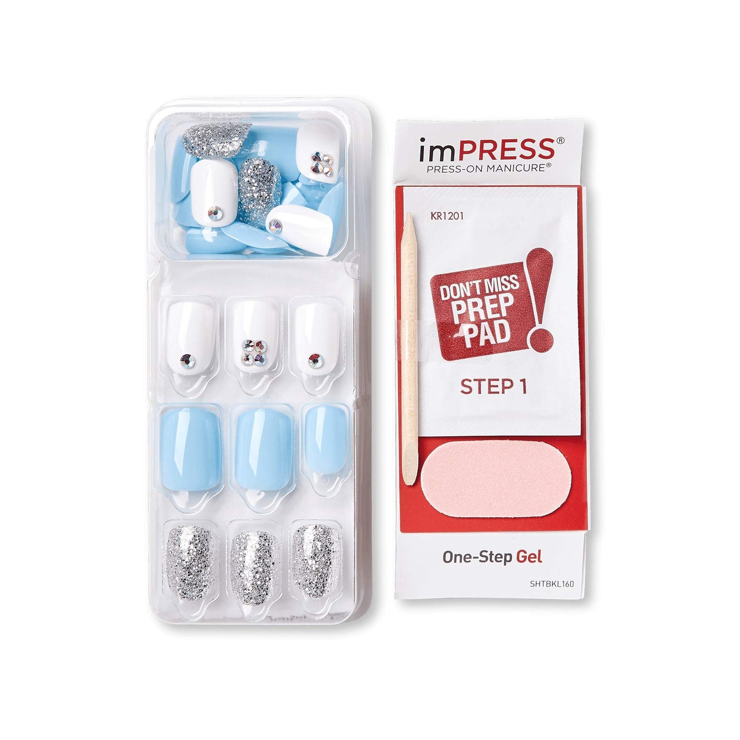 KISS imPRESS No Glue Mani Press On Nails, Design, 'I'd Rather Be', Multicolor, Short Size, Squoval Shape, Includes 30 Nails, Prep Pad, Instructions Beauty & Personal Care imPRESS