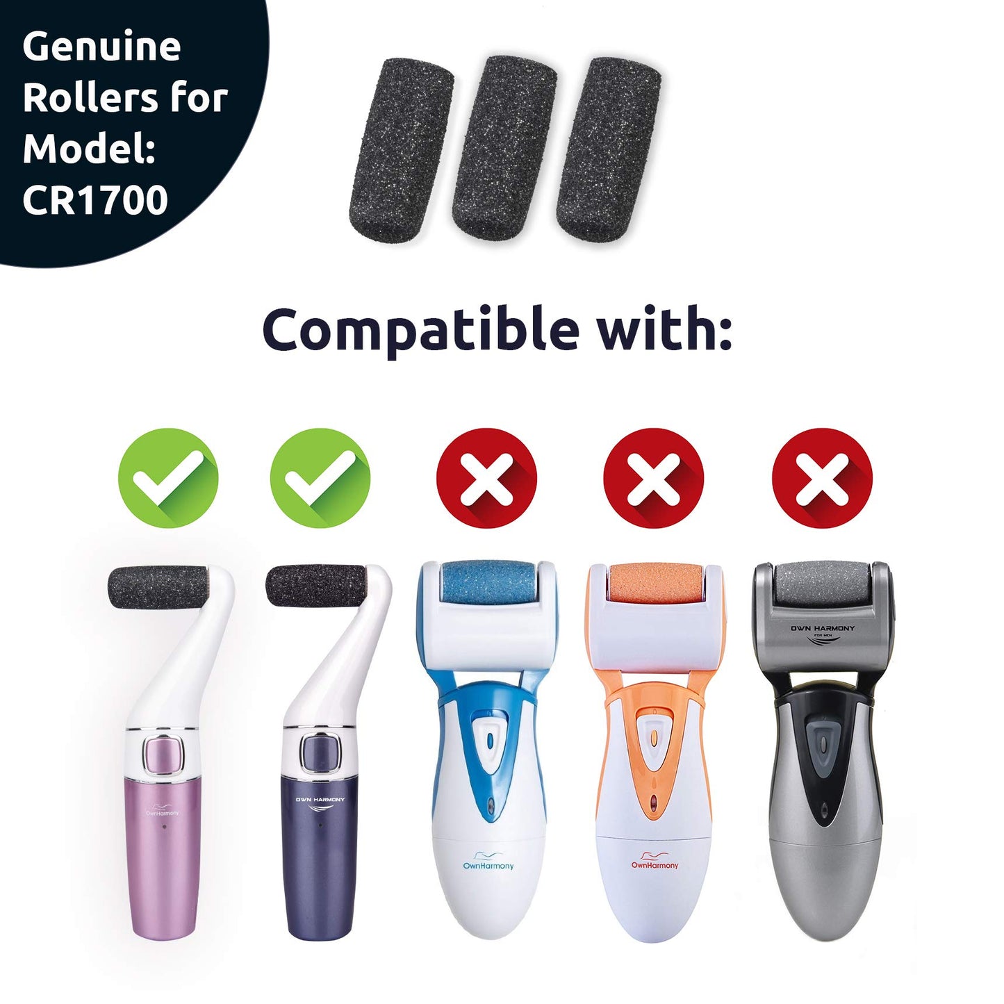 Extra Coarse Refill Rollers by Own Harmony - Best Fit for Electric Callus Remover CR1700: Professional Foot Care for Healthy Feet, Pedicure File Tools