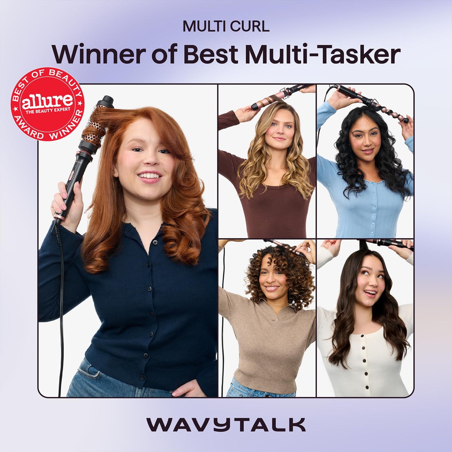 Wavytalk 5 in 1 Curling Wand Set, Multi Curl, Curling Wand Set with Thermal Brush and 4 Interchangeable Ceramic Curling Wand(0.5”-1.25”), Instant Heat Beauty and Personal Care wavytalk