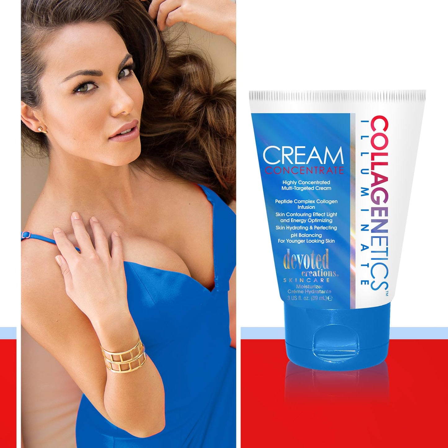 Devoted Creations Collagenetics Illuminate Cream Concentrate 3oz - Highly Concentrated Multi-Targeted Cream Skin Hydrating & Perfecting - pH Balancing