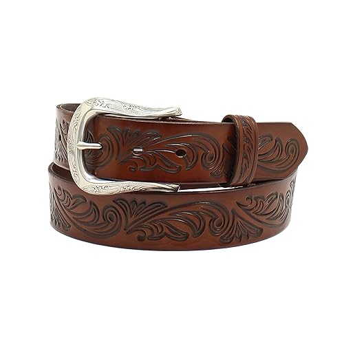 ARIAT Women's Floral Embossed Interchangeable Belt, Brown, Small
