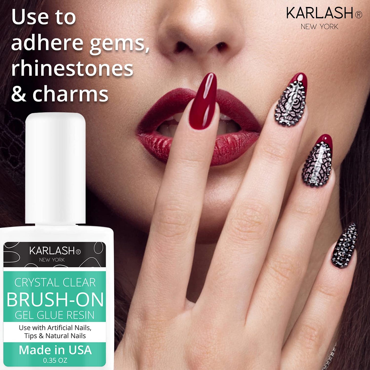 Karlash Super Strong Brush On Glue for Acrylic & Press On Nails, Perfect for False Nail Art, Glitter, Gems, White Clear Tips (1 Piece)