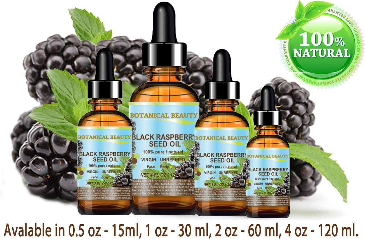 Botanical Beauty BLACK RASPBERRY SEED OIL 100% Pure Natural Undiluted Virgin Unrefined Cold Pressed Carrier Oil for Face, Skin, Hair, Lip, Nails (0.5