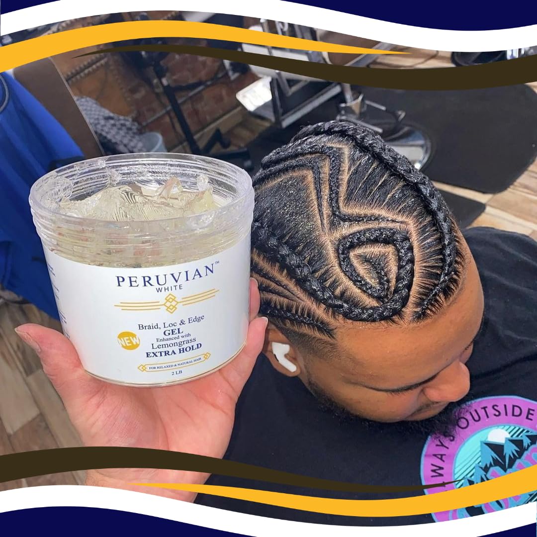 Peruvian white Braid, Loc, and Edge Gel EXTRA HOLD for Relaxed & Natural Hair, 16 oz. (Apple Cider Vinegar)