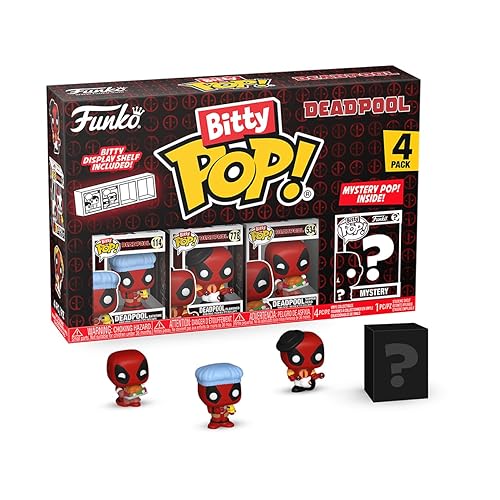 Funko Bitty POP! Deadpool - Bathtime, 4-Pack and A Surprise Mystery Mini Figure - 0.9 Inch (2.2 Cm) Collectable - Stackable Display Shelf Included…