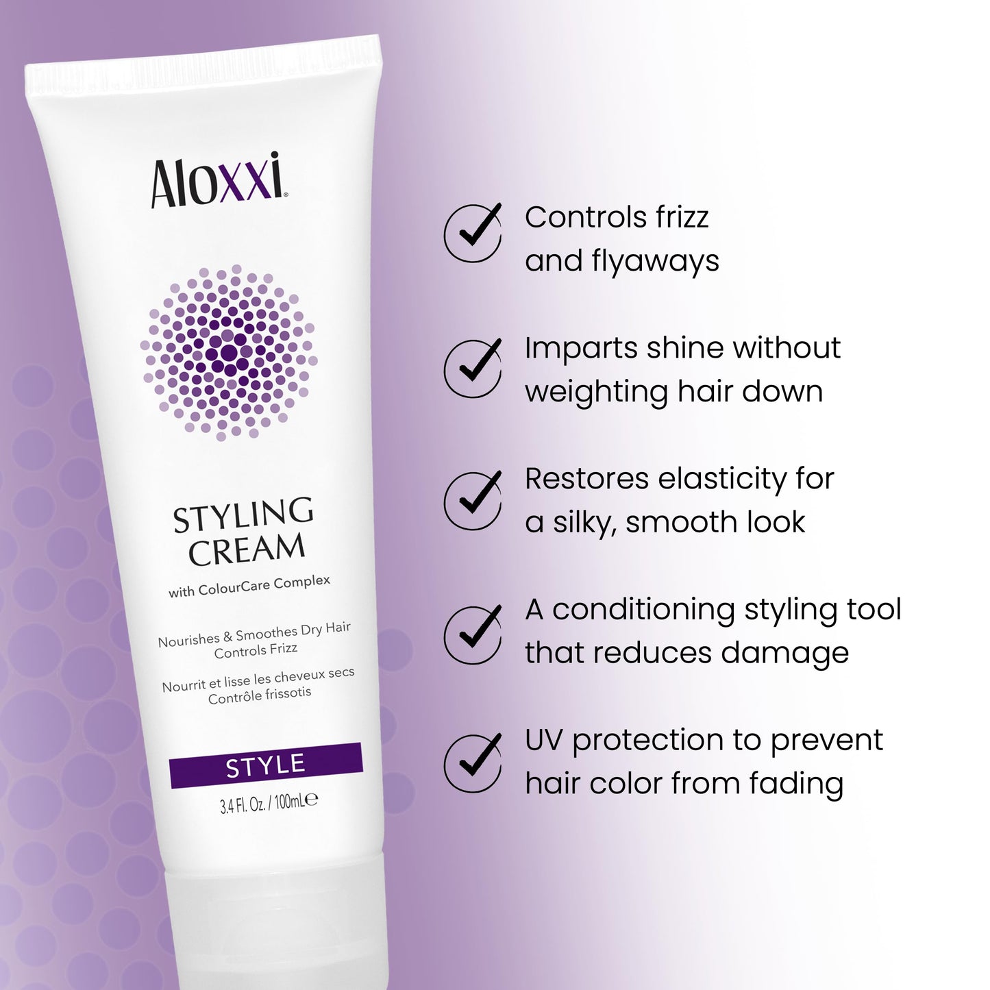 ALOXXI Ultra Hydrating Hair Styling Cream Smoothing Cream with Kokum Butter and Buriti Oil for Thick, Shiny Hair, 3.4 Oz
