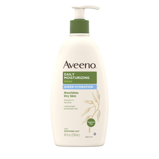 Aveeno Sheer Hydration Daily Moisturizing Lotion for Dry Skin with Soothing Oat, Lightweight, Fast-Absorbing & Fragrance-Free Intense Body