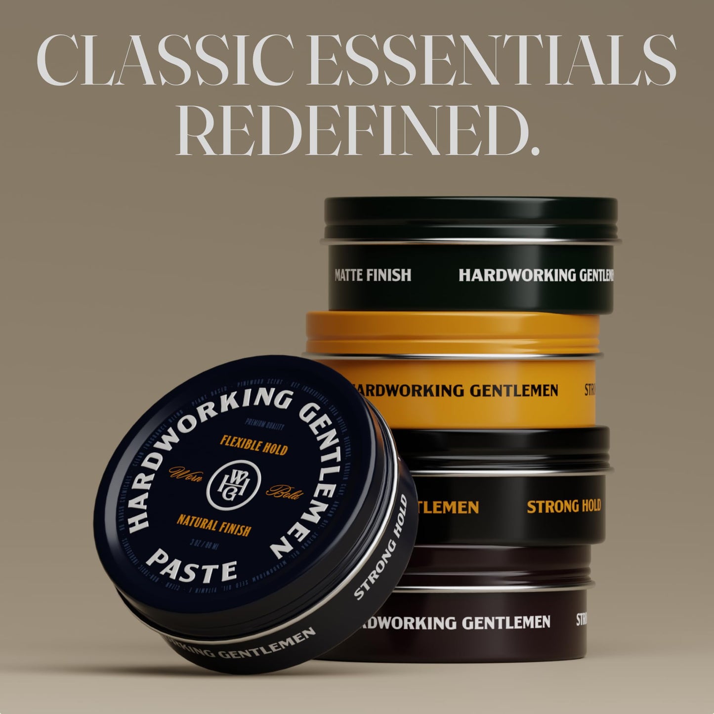 Hardworking Gentlemen Hair Styling Paste for Men, Light Hold, Natural Finish, 3 oz (Made in USA)