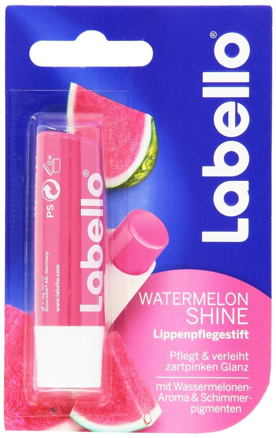 Labello Pearly Shine, Labello Watermelon Shine, Labello Soft Rose Lip Balm Bundle