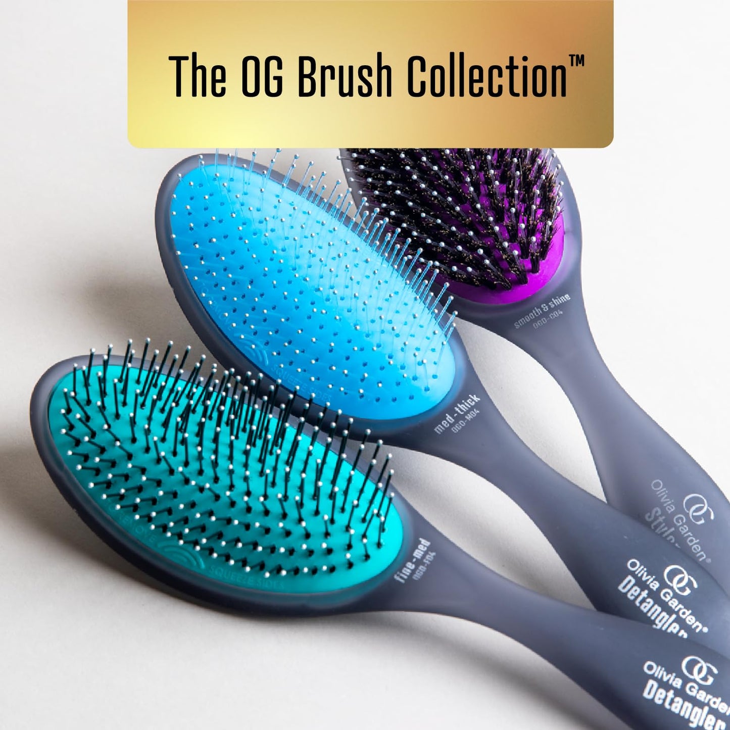 Olivia Garden OG Detangler Brush - Removable Cushion, Gentle Scalp Massage & Detangling for Wet or Dry, Medium to Thick Hair - Black