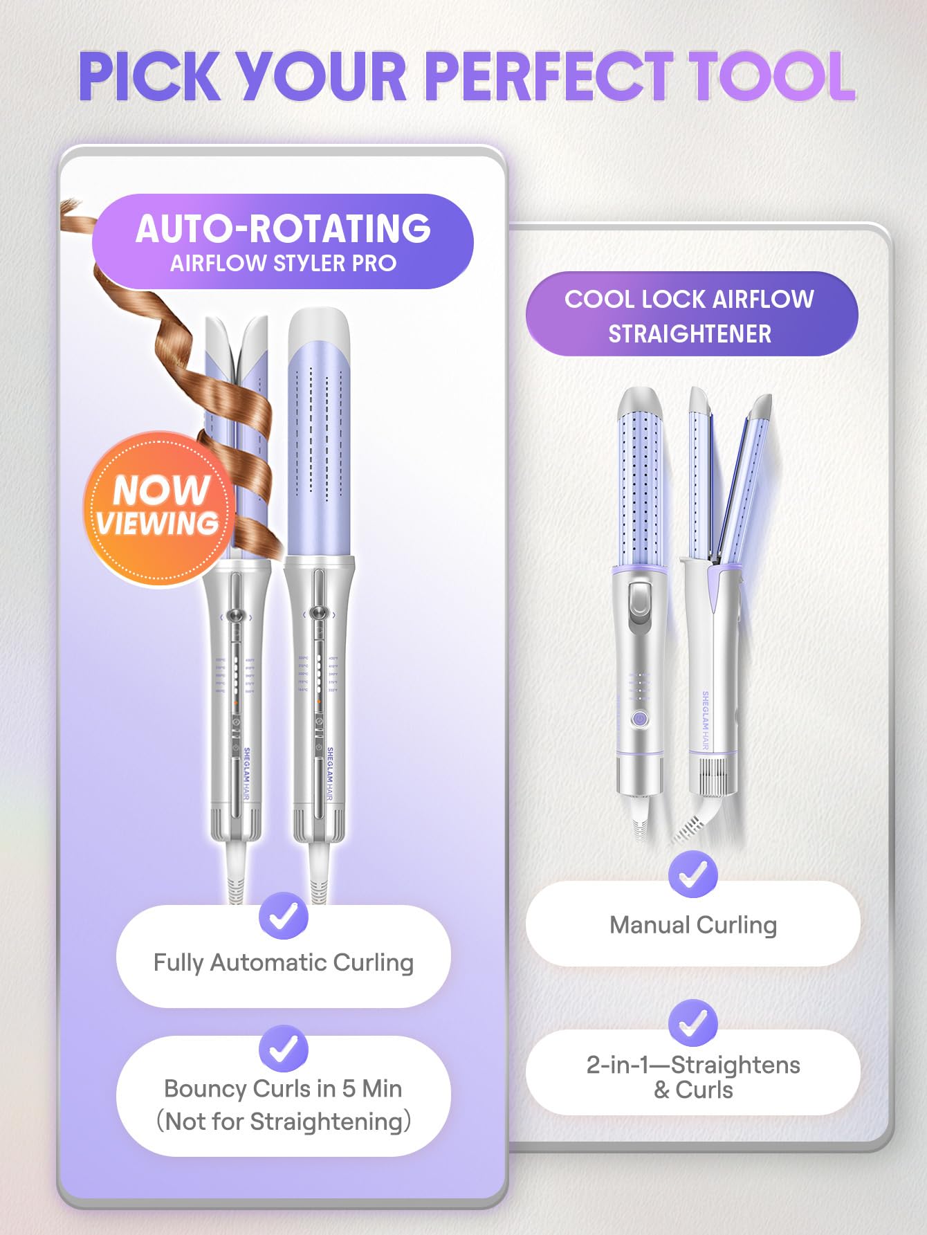 SHEGLAM One Touch Airflow Styler Pro 1 inch Automatic Rotating 3.0 Cool Air Technology for No-Wait, Curling Iron, Bouncy & Long-Lasting Curls, Zero Beauty and Personal Care SHEGLAM