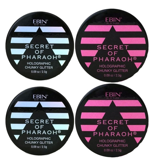 Glitter - Secret of Pharaoh Holographic Chunky Glitter - Moon Goddess and Pink Passion by EBIN NEW YORK Bundle - Shimmering, Iridescent for Face Beauty & Personal Care EBIN NEW YORK