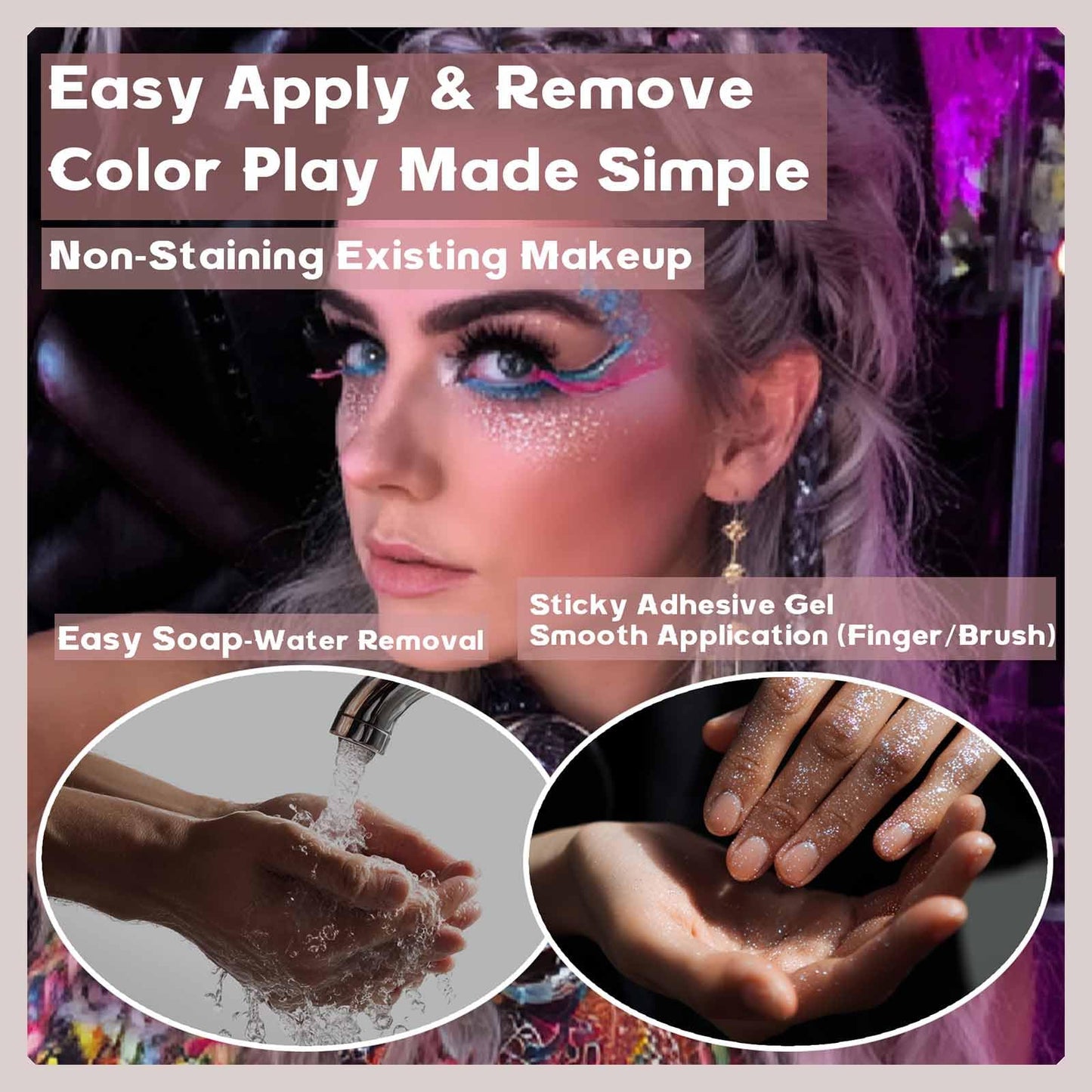 ZFFKZ 16-Color Holographic Body Glitter Gel Palette - Long-Lasting Glitter for Face, Eyes, Hair & Nails - Easy Pickup & Wash-Off - Vegan, Cruelty-Free