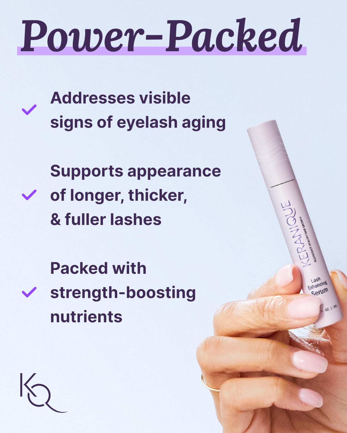 Keranique Lash Growth Serum - Eyelash Enhancer for Women with Thin & Brittle Lashes - Intense Boost for Long, Natural Eyelashes