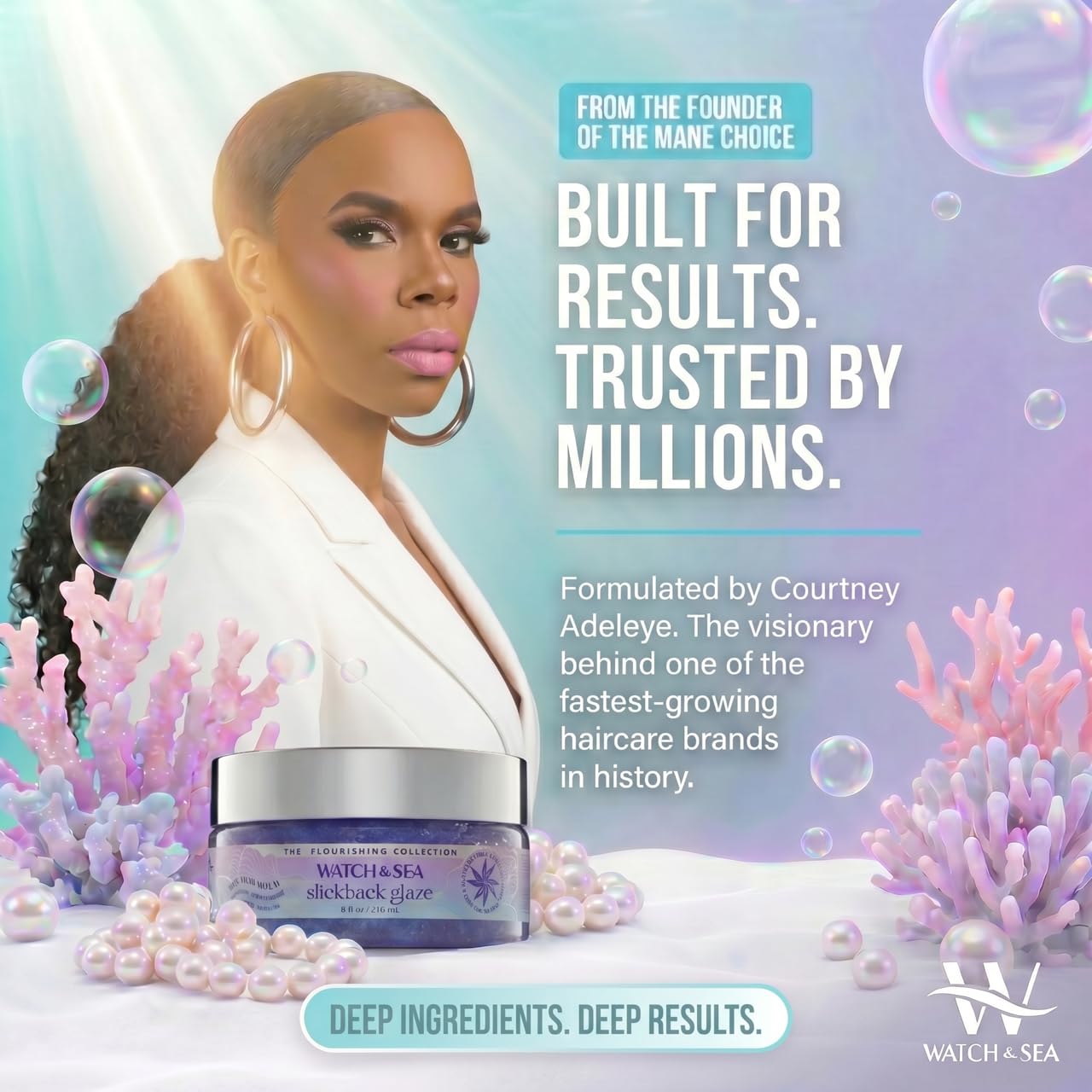 Watch & Sea “SEA THIS HOLD” Slickback Glaze - Slick Back Hair Gel & Edge Control with Seaweed and Sea Kelp - Strong Flexible Hold, Maximum Shine