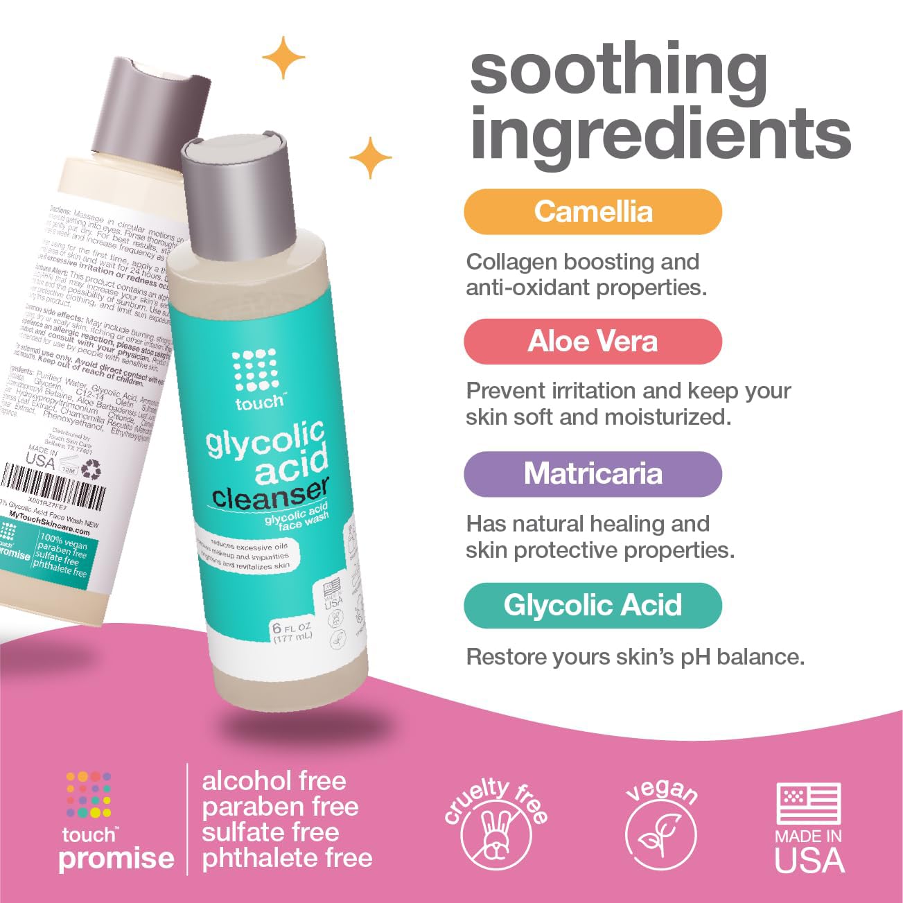 10% Glycolic Acid Face Wash - Exfoliating, Non Drying & Foaming AHA Cleanser - Anti-Aging, Skin Tone & Texture, Wrinkles, Pores, Blackheads - Sulfate