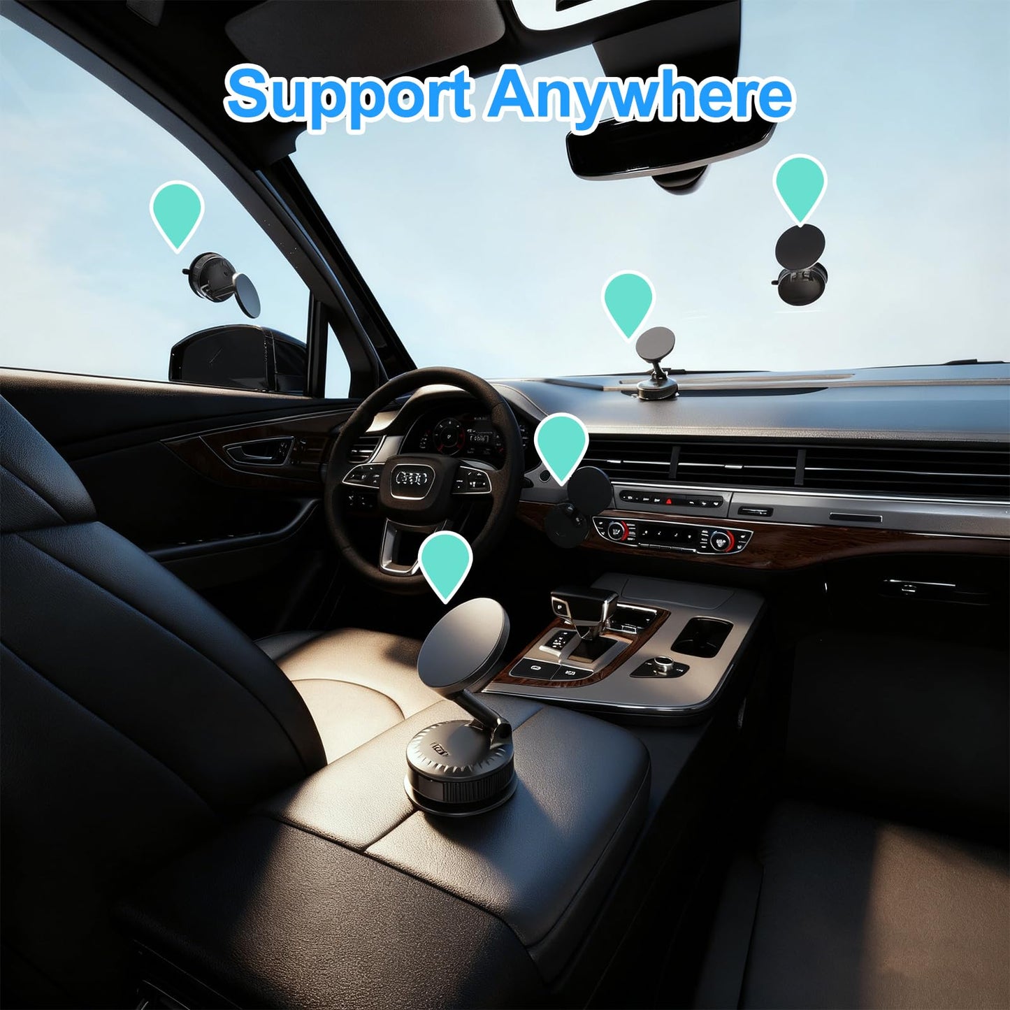 MORKEYA Magnetic Car Phone Holder Mount for Dashboard & Windshield, Strong Suction & N52 Magnet, 360° Adjustable Hands-Free Mount Compatible…