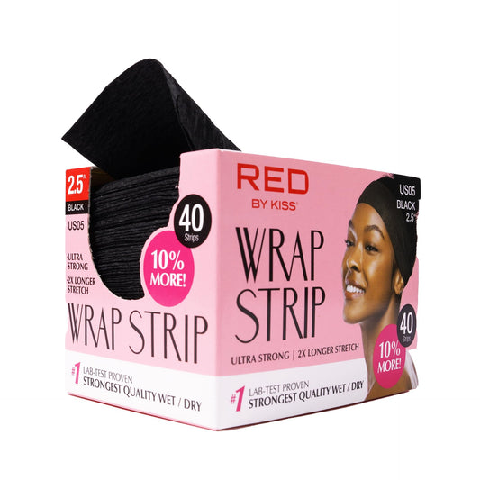 Red by Kiss Hair Wrapping Strip, Ultra Strong 2X Longer Stretch, 40 Strips, Suitable for Wet/Dry Hair, White, Styling Paper for Sleek Hairstyles