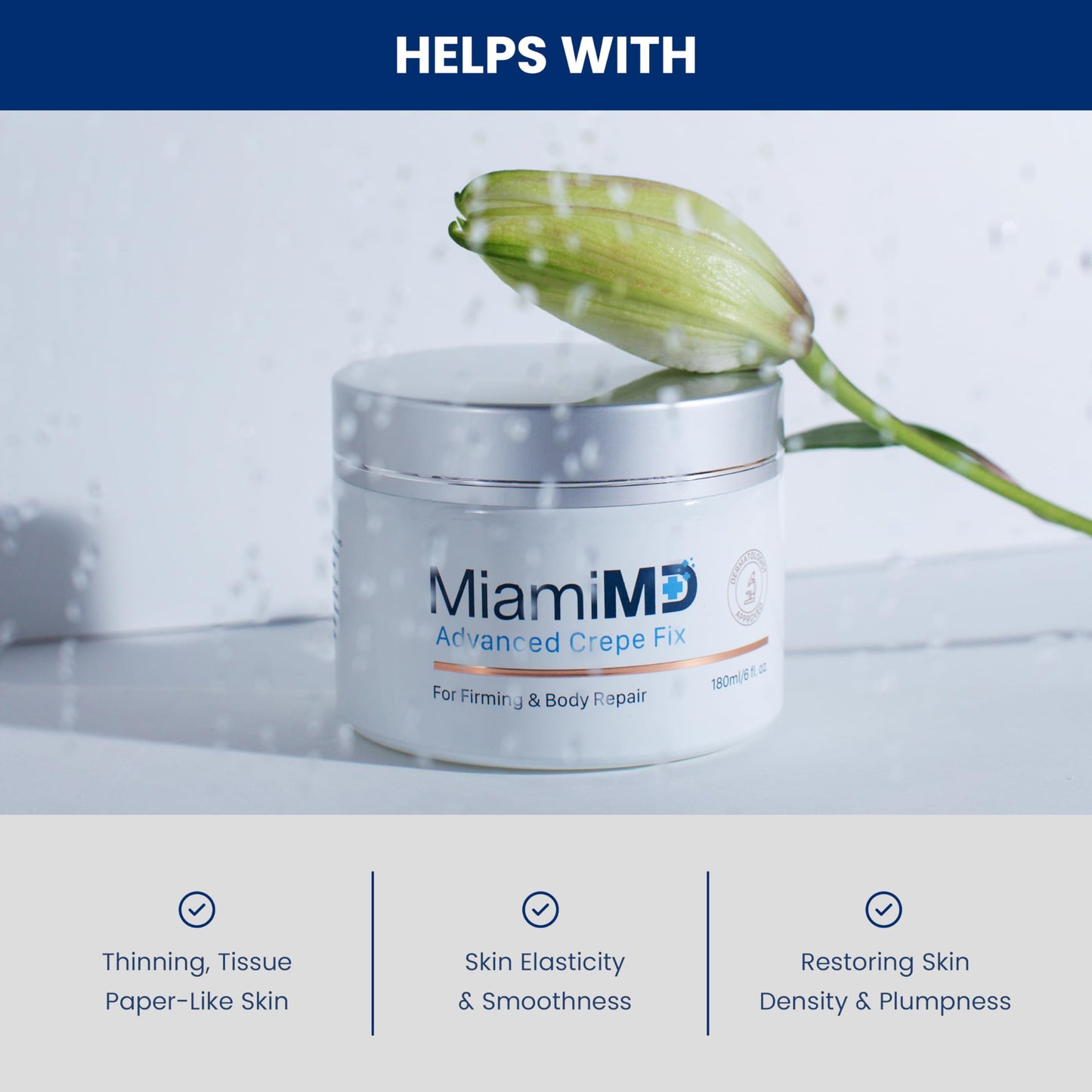 MiamiMD Advanced Crepe Fix - Anti Aging and Skin Firming Cream For All Skin Types - Cruelty Free, Paraben Free Skin Care - 180 ml (6 fl oz) - 3 PACK Beauty and Personal Care MiamiMD