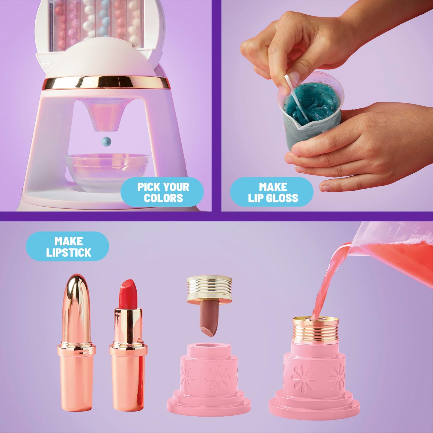 Claire's DIY Lipstick & Lip Gloss Making Kit, 97-Piece Real Makeup Arts & Crafts Set, Handmade Moisturizing Lip Glaze, Girl Toys & Cosmetic Products