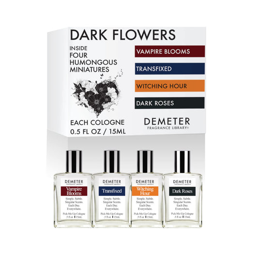 DEMETER Fragrance's Dark Flowers Humongous Miniature Set of 4 - Witching Hour - Dark Roses - Vampire Blooms - Transfixed - Perfume Sampler Set Beauty & Personal Care DEMETER