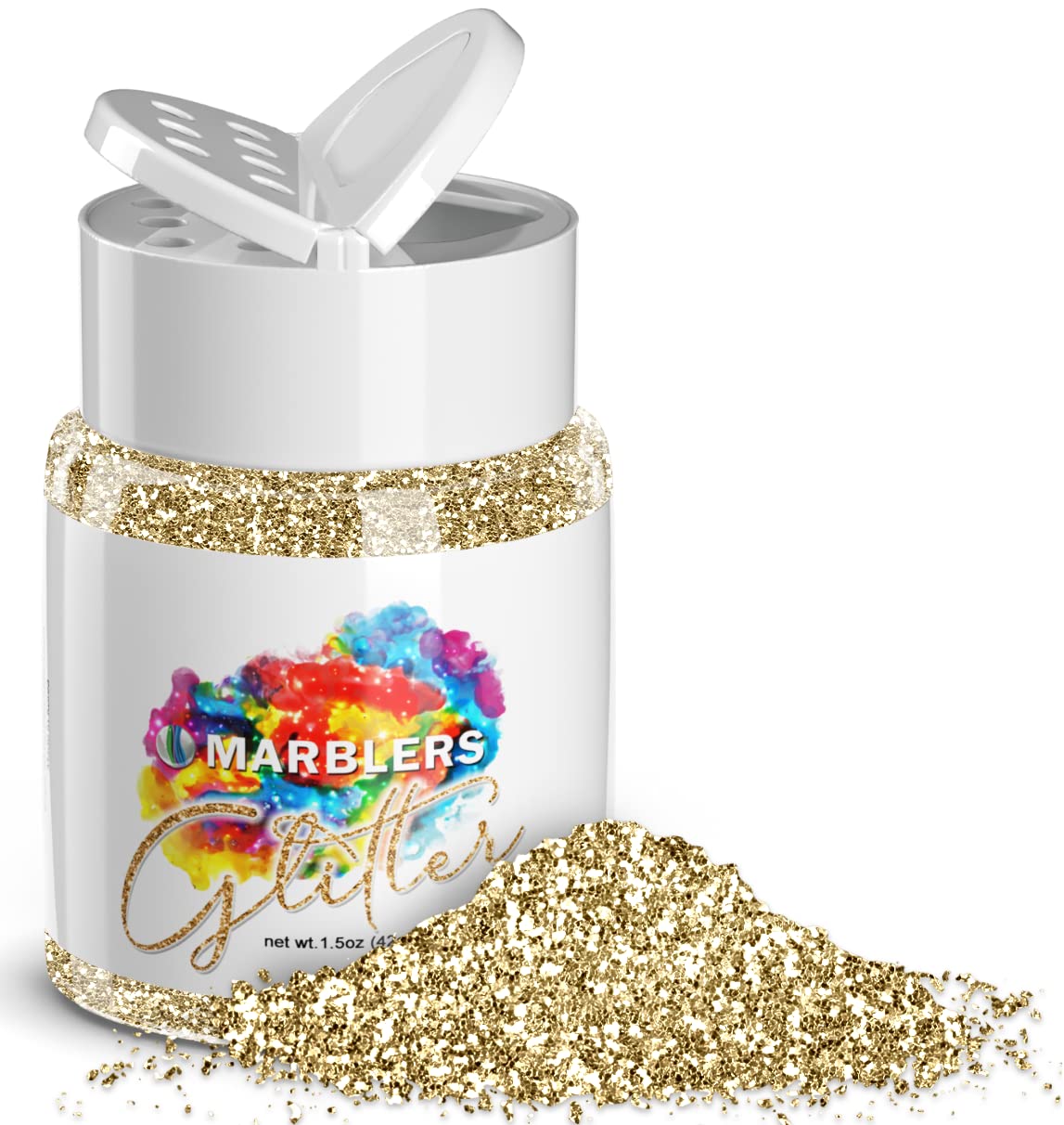 MARBLERS Twinkle Glitter [Light Gold] 1.5oz (42g) | Fine | Non-Toxic, Vegan, Cruelty-Free | Face, Body, Eyeshadow, Hair, Festival, Party Makeup | Nail