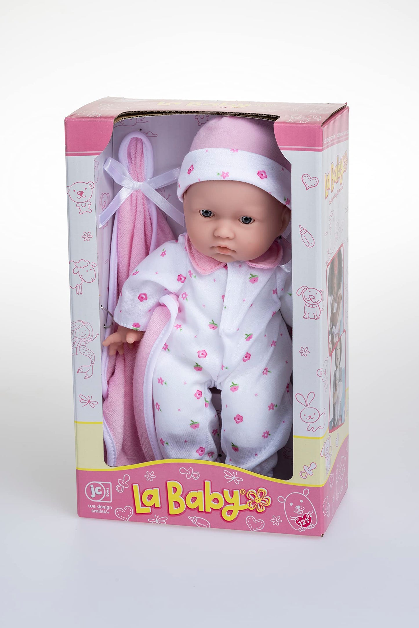 JC Toys La Baby Caucasian Baby Doll Set - 11 Inch Soft Baby Doll | Washable |Removable Pink Outfit w/ Hat & Blanket | For Children 12 Months +